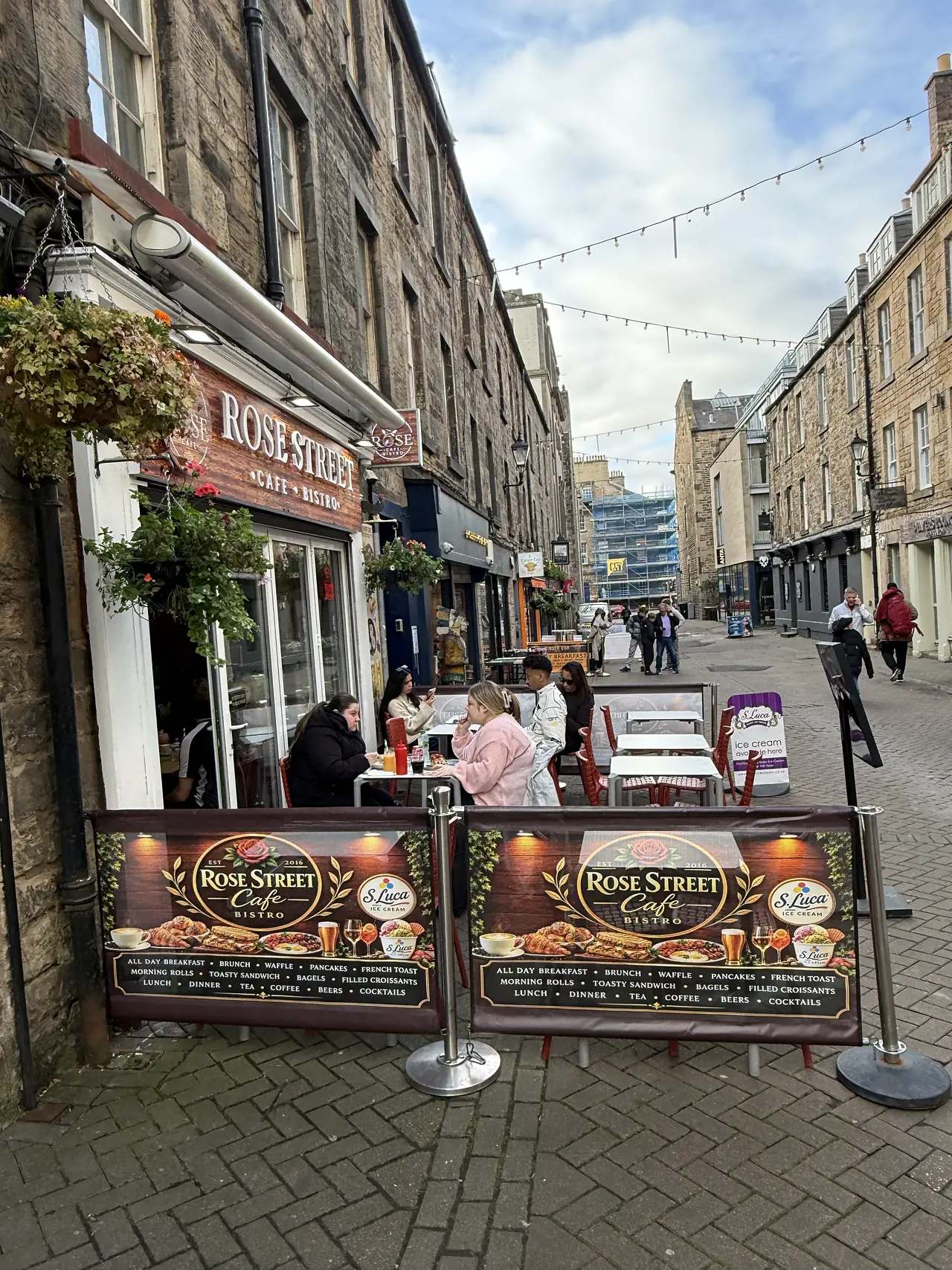 Rose Street Cafe terrace on pedestrianised Rose Street