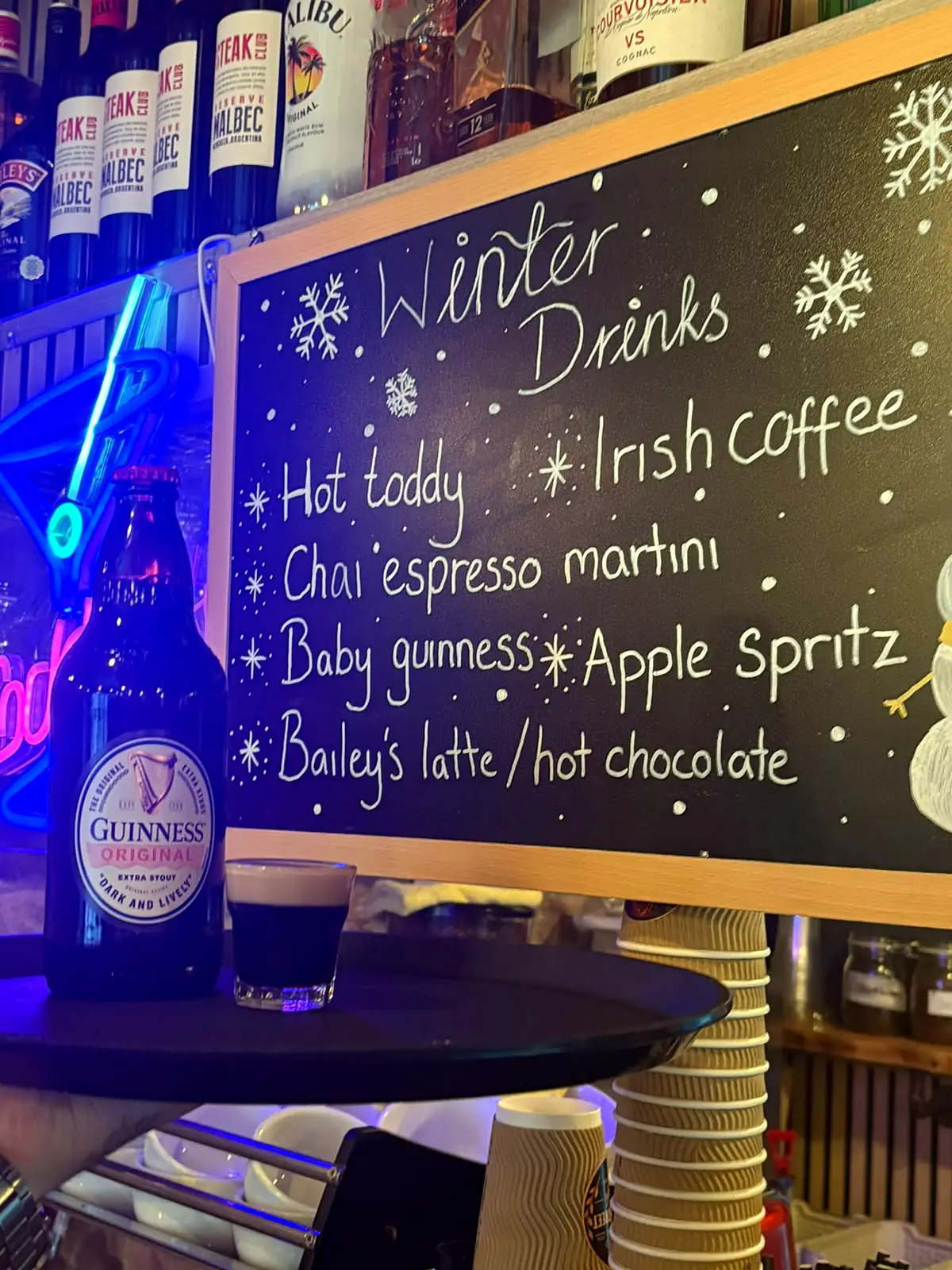 The winter drinks chalkboard